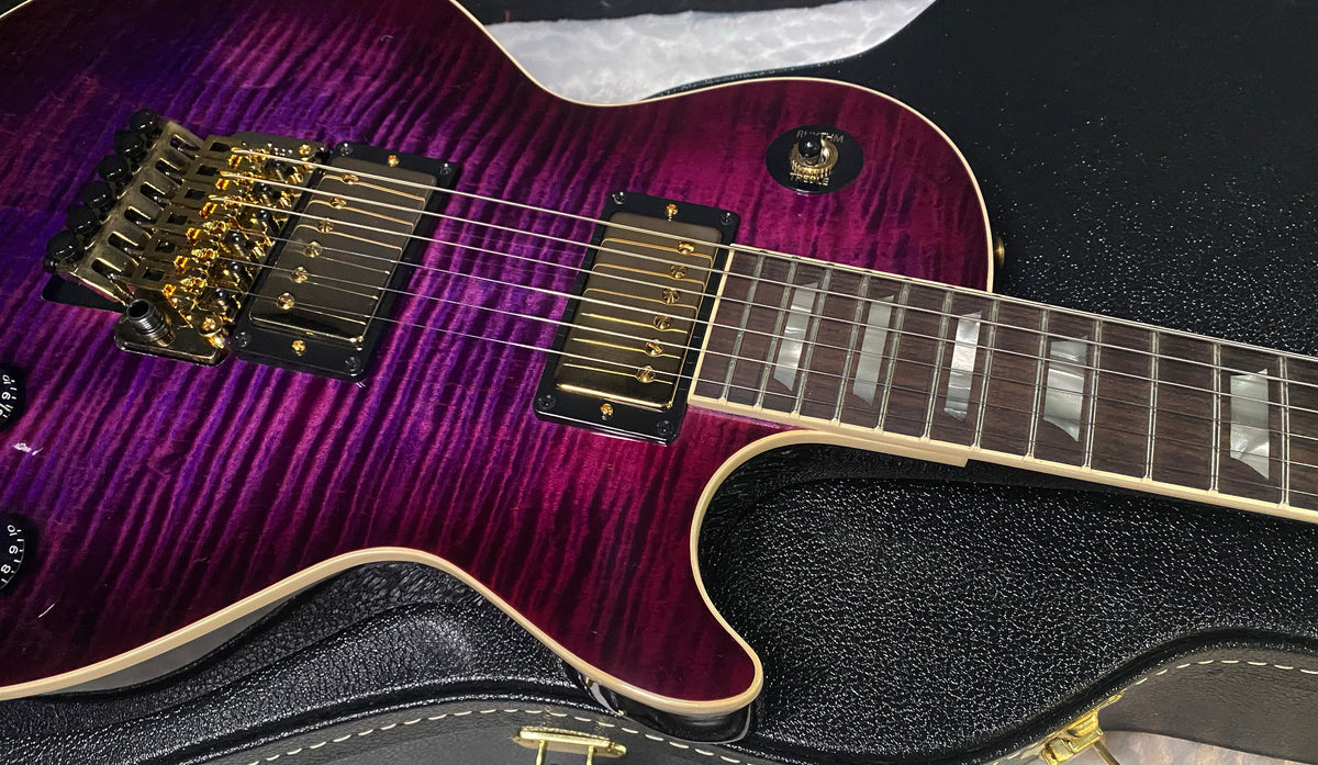 NEW! Gibson Custom Les Paul Axcess Standard Figured Top Floyd Rose Electric Guitar - Greatest Hits II - Authorized Dealer - Tri-Berry Burst - WOW! 8.45lbs - G07920