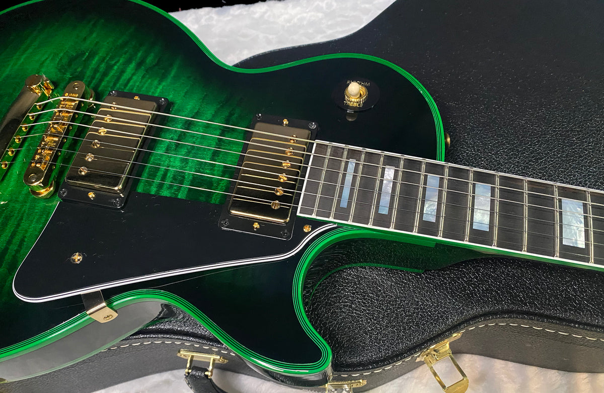 NEW! Gibson Dealer Select Custom Shop Les Paul Custom Green Widow AAA Figured Flame Top - Authorized Dealer - 9.7 lbs - G07919