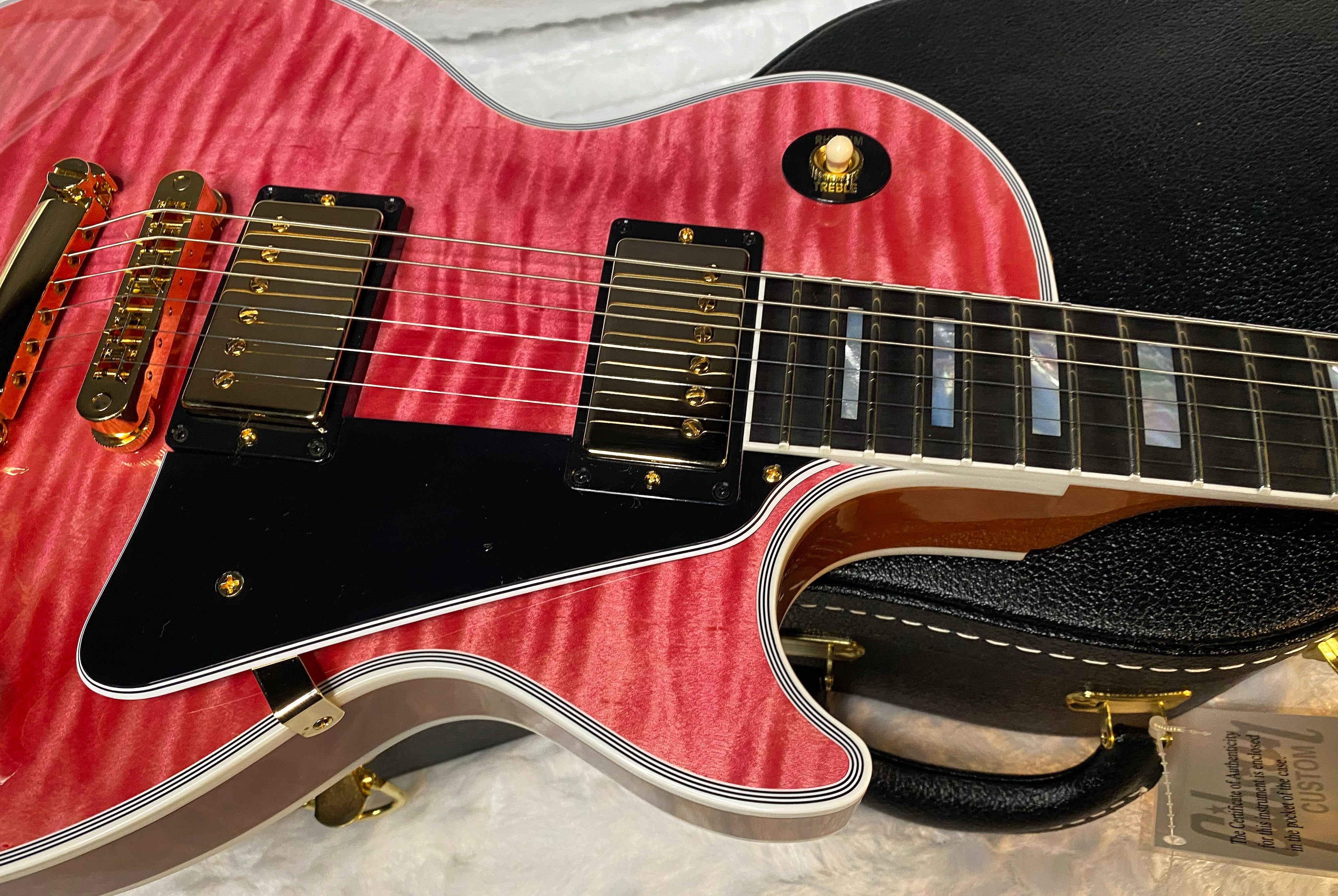 NEW! Gibson Dealer Select Custom Shop Les Paul Custom AAA Figured Top - Transparent Pink - Authorized Dealer - WOW! 8.8 lbs - G05750