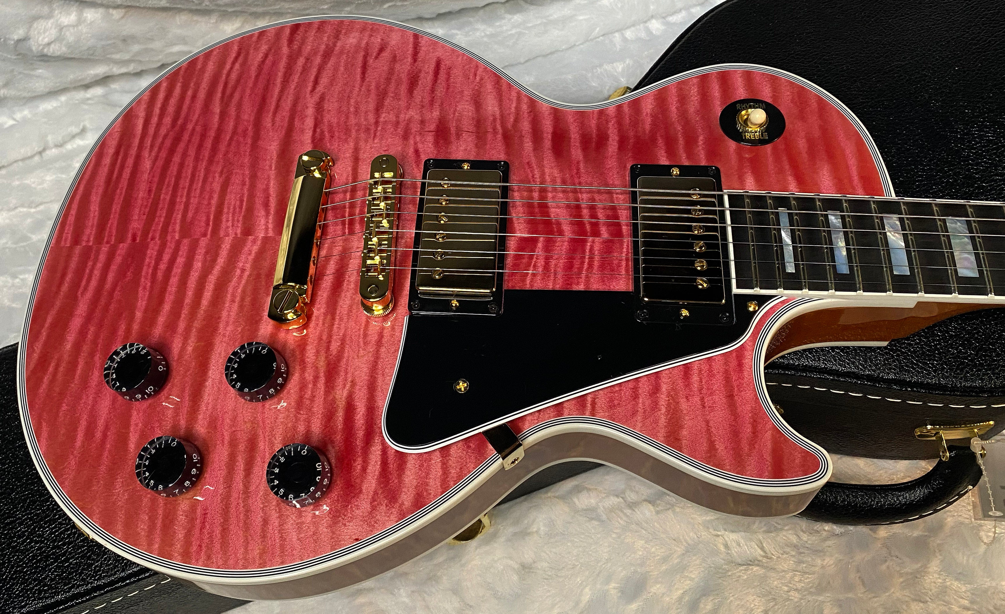 NEW! Gibson Dealer Select Custom Shop Les Paul Custom AAA Figured Top - Transparent Pink - Authorized Dealer - WOW! 8.8 lbs - G05750