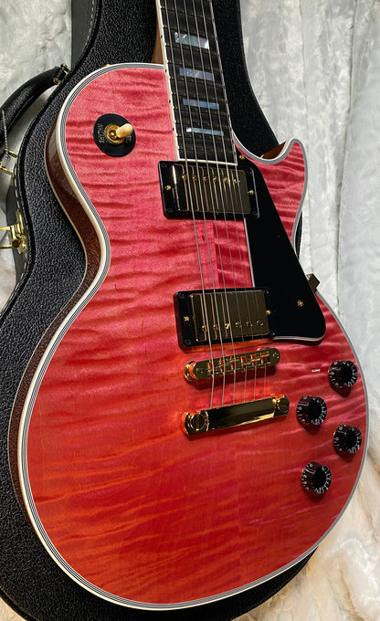 NEW! Gibson Dealer Select Custom Shop Les Paul Custom AAA Figured Top - Transparent Pink - Authorized Dealer - WOW! 8.8 lbs - G05750