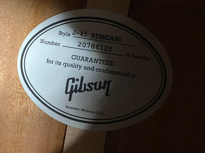 NEW! Gibson J-45 Standard Acoustic Electric Guitar - Vintage Sunburst - Authorized Dealer - 4.55lbs - G07188