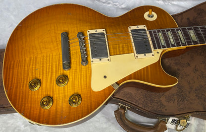 NEW! Gibson Custom 1959 Les Paul Standard Mismatched Top Electric Guitar - Gold Poppy Burst, Heavy Aged - Only 8.1lbs - G07185