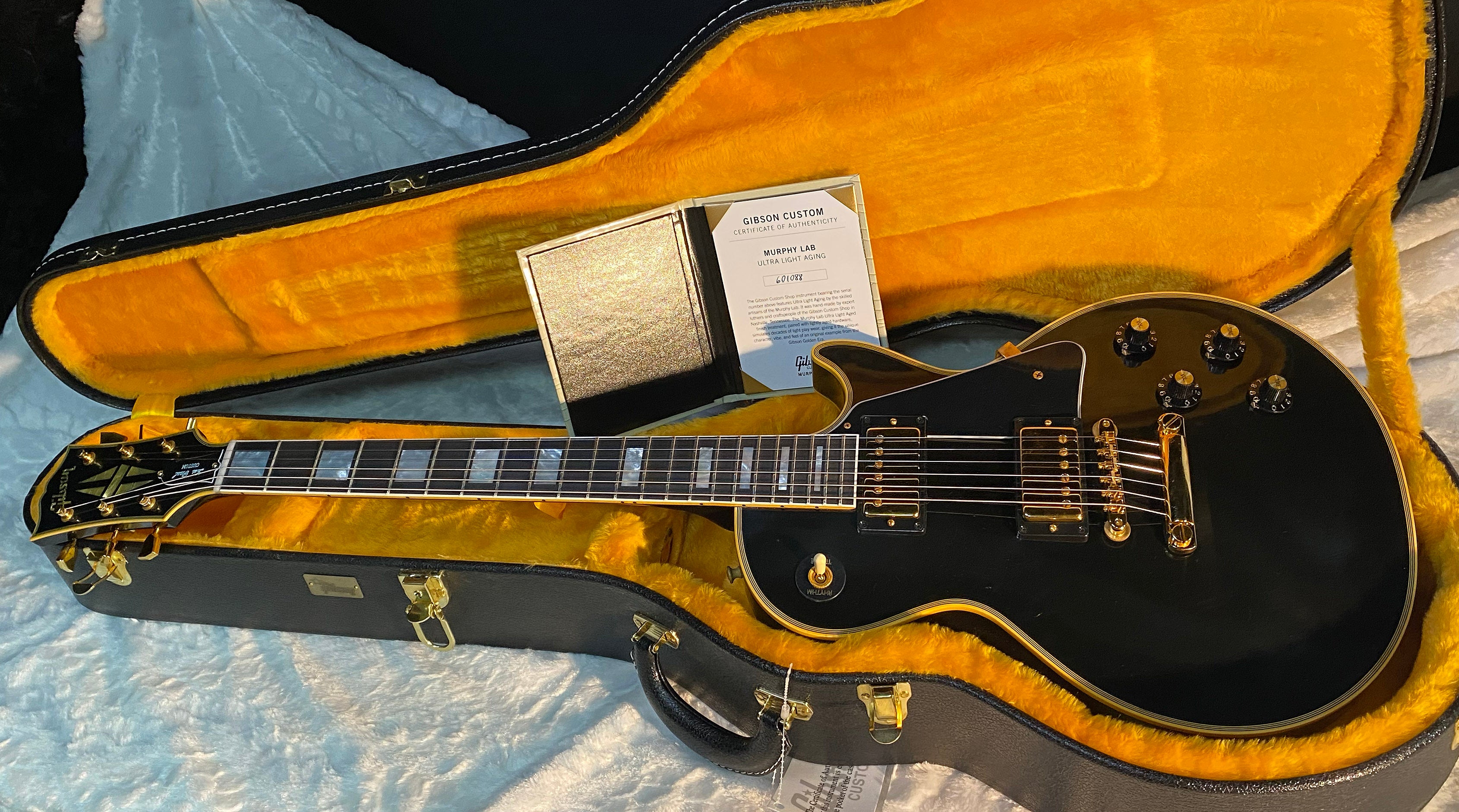 NEW! Gibson Custom Shop Murphy Lab '68 Les Paul Custom Reissue Ultra Light Aged Ebony Authorized Dealer - 9.2 lbs - G06602
