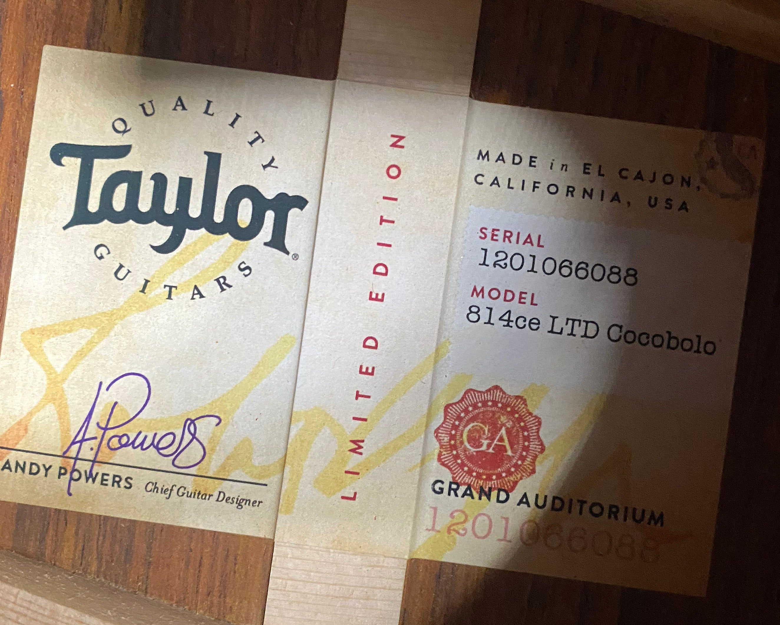 NEW! Taylor 814ce LTD Cocobolo Acoustic-Electric Guitar - Natural Top - Shaded Edgeburst Back & Sides - Authorized Dealer - SAVE! G06611