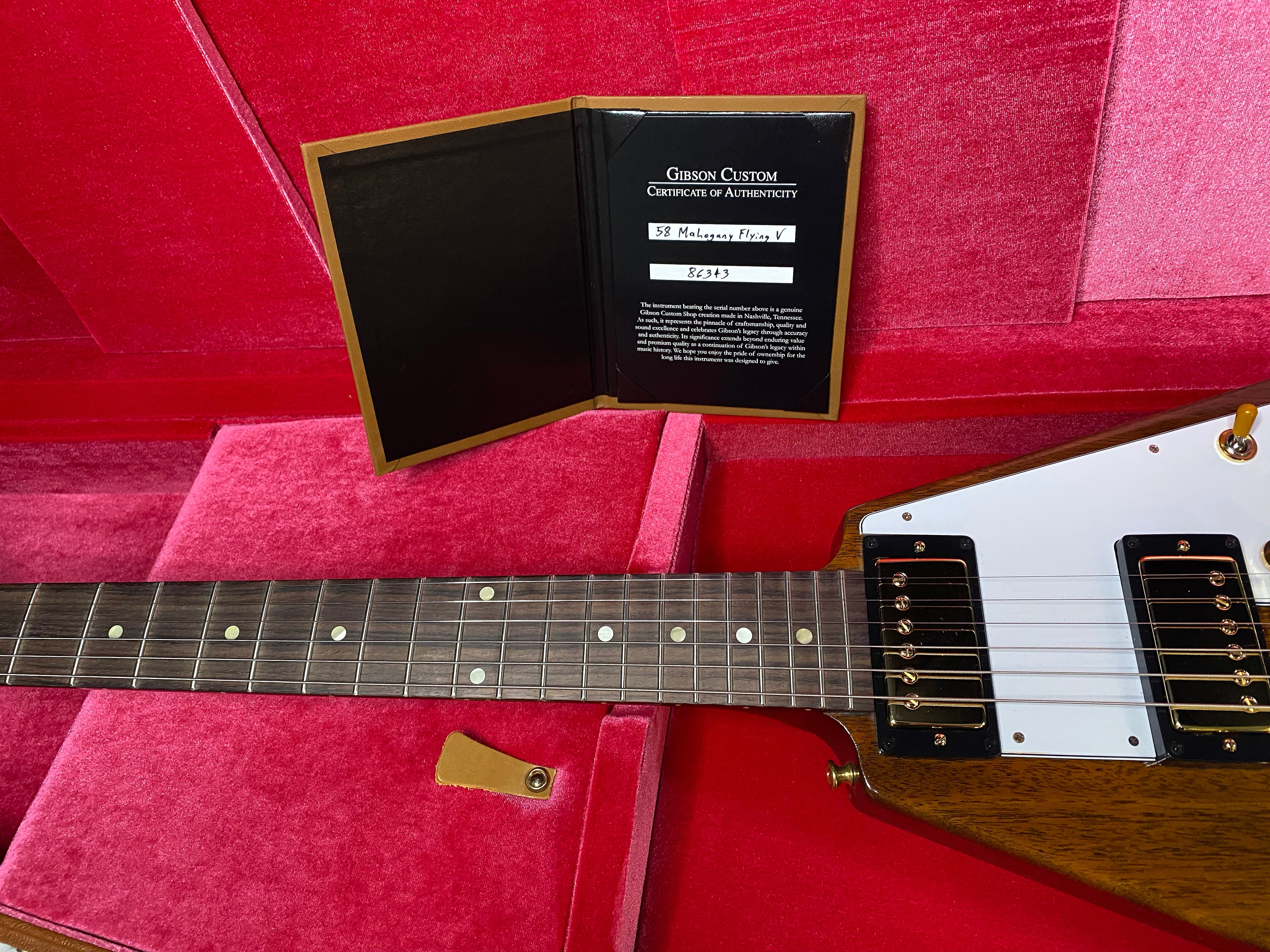 NEW! Gibson Custom 1958 Mahogany Flying V Reissue Electric Guitar - Antique Natural, VOS - WOW - Authorized Dealer - Only 6.3lbs! - G07168
