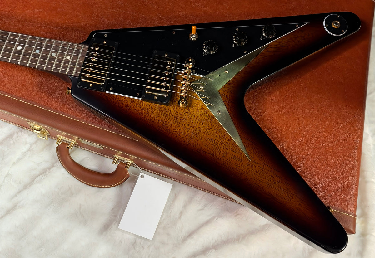 NEW! Gibson Custom 1958 Korina Flying V Reissue Electric Guitar - VOS - Vintage Sunburst - Authorized Dealer - Only 7.4lbs - G07973