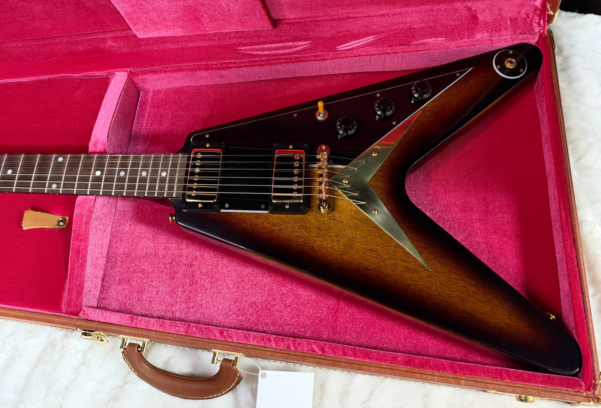 NEW! Gibson Custom 1958 Korina Flying V Reissue Electric Guitar - VOS - Vintage Sunburst - Authorized Dealer - Only 7.4lbs - G07973