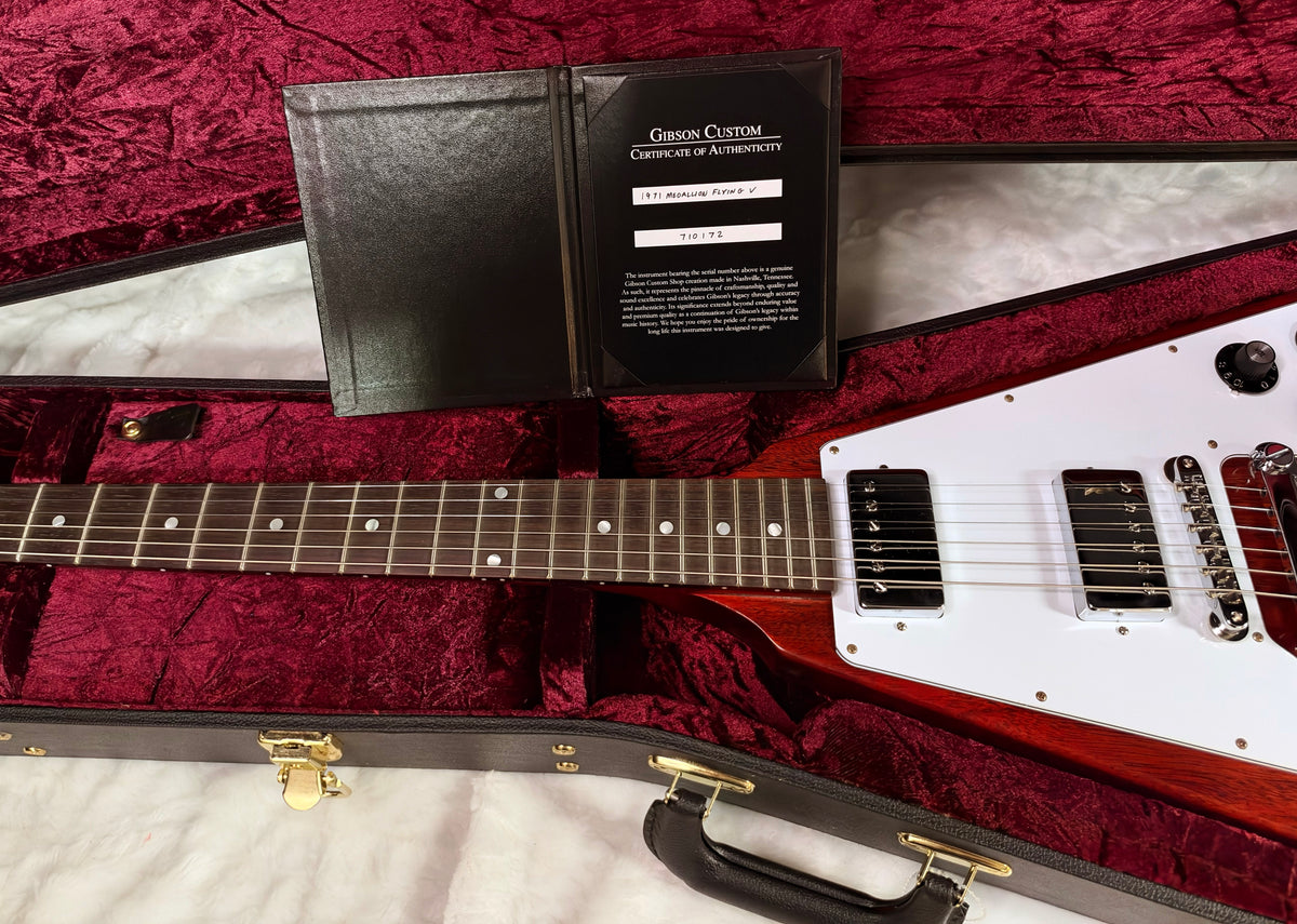 NEW! Gibson Custom 1971 Flying V Medallion Reissue Electric Guitar - Medallion Cherry - Authorized Dealer - Ultra RARE! Dealer Select - 6.4 lbs - G07900
