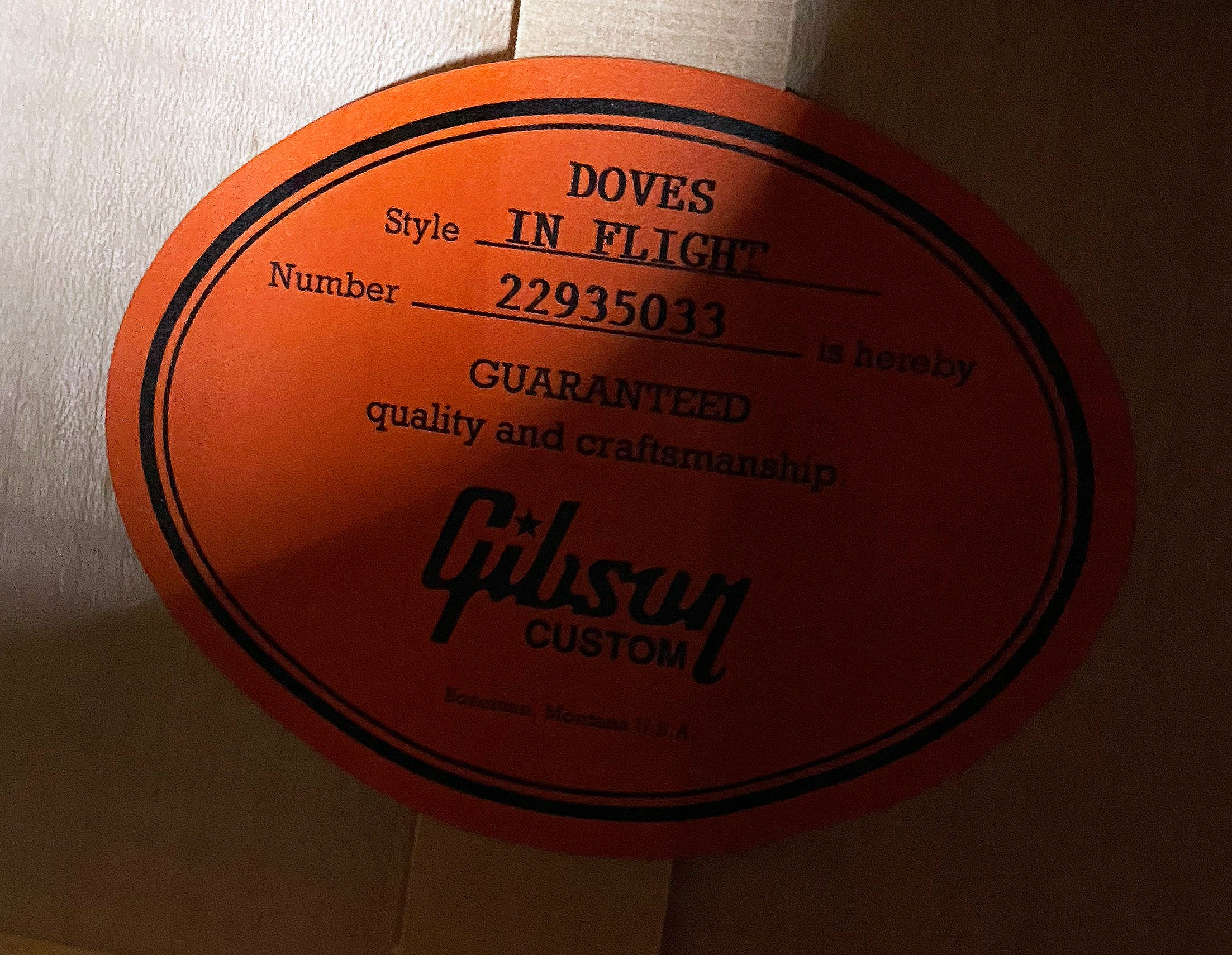 NEW! Gibson Custom Shop Dove - Doves In Flight - Made 2 Measure - Custom Ordered in Autumnburst Finish - Authorized Dealer - 5 lbs - G06614