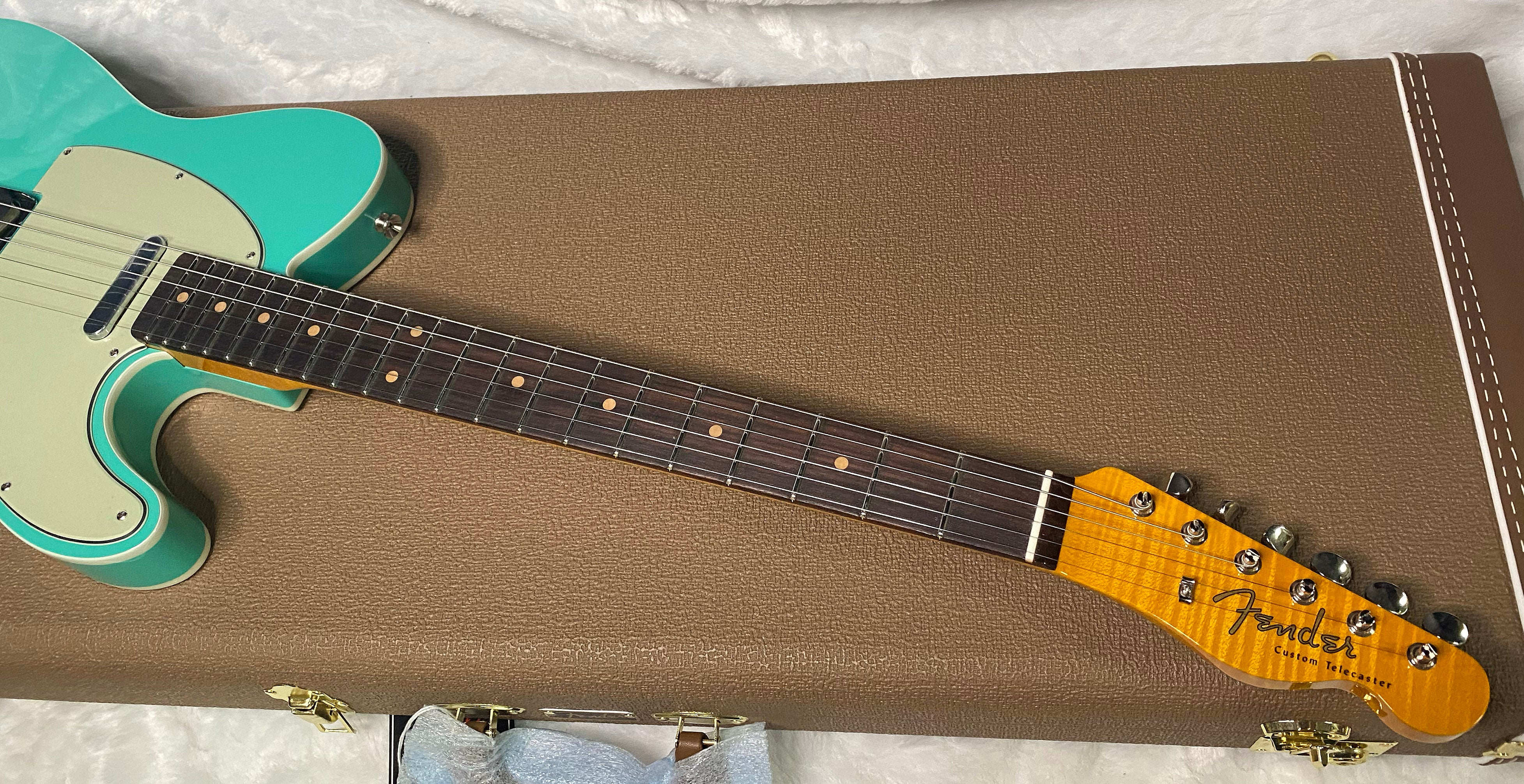 NEW! Fender Custom Shop Flamethrower Telecaster Custom - NOS - Modern Specs - Texas Special Pick-Ups - AAAA Flamed Neck -Seafoam Green - Authorized Dealer - 8lbs - G07232