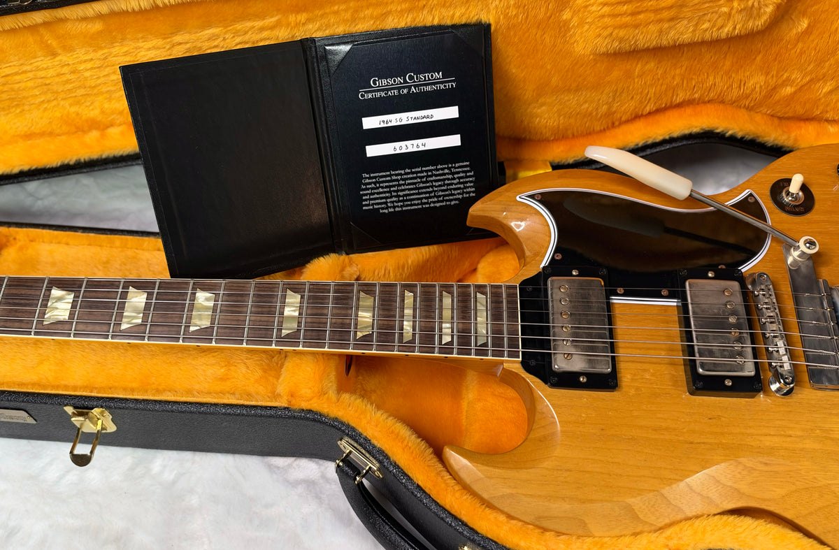 NEW! Gibson Custom Shop Limited Edition 1964 SG Standard Korina Reissue VOS Antique Natural w/Maestro Vibrola - Authorized Dealer - In-Stock! 8lbs - G08014