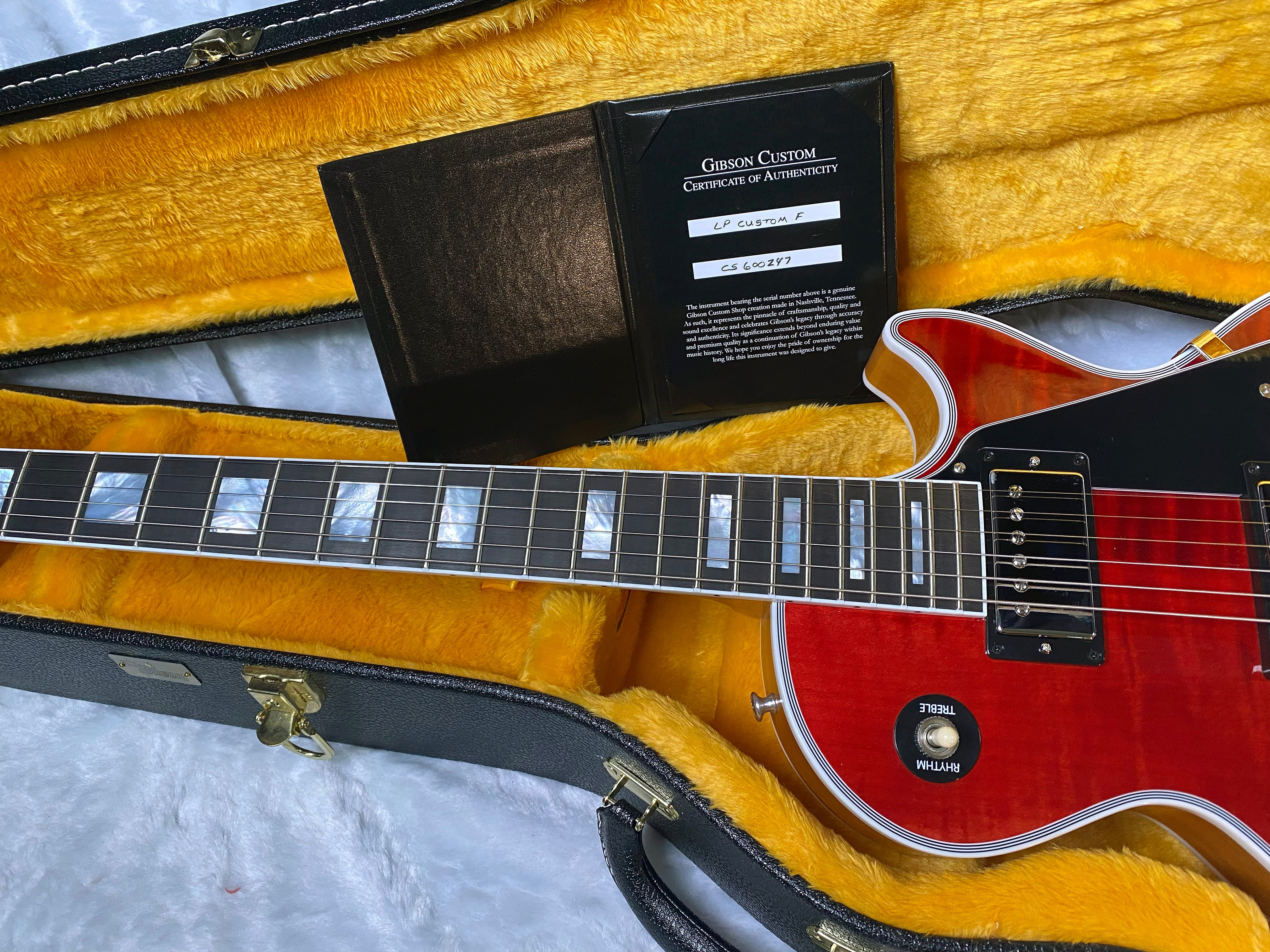 NEW! Gibson Dealer Select Custom Shop Les Paul Custom AAA Figured Flame Top - Transparent Red / Natural Back - Authorized Dealer - WOW! 8.65 lbs - G06631