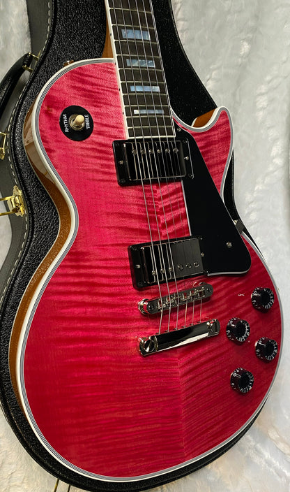 NEW! Gibson Dealer Select Custom Shop Les Paul Custom AAA Reverse Chevron Figured Top - Transparent Pink - Authorized Dealer - WOW! 8.8 lbs - G06630