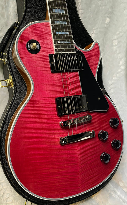 NEW! Gibson Dealer Select Custom Shop Les Paul Custom AAA Reverse Chevron Figured Top - Transparent Pink - Authorized Dealer - WOW! 8.8 lbs - G06630