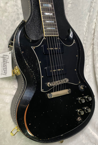 NEW! Gibson Custom Shop SG Custom Batwing P-90 - Murphy Lab Heavy Aged - Ebony Finish - Authorized Dealer - 7.65 lbs - G07239