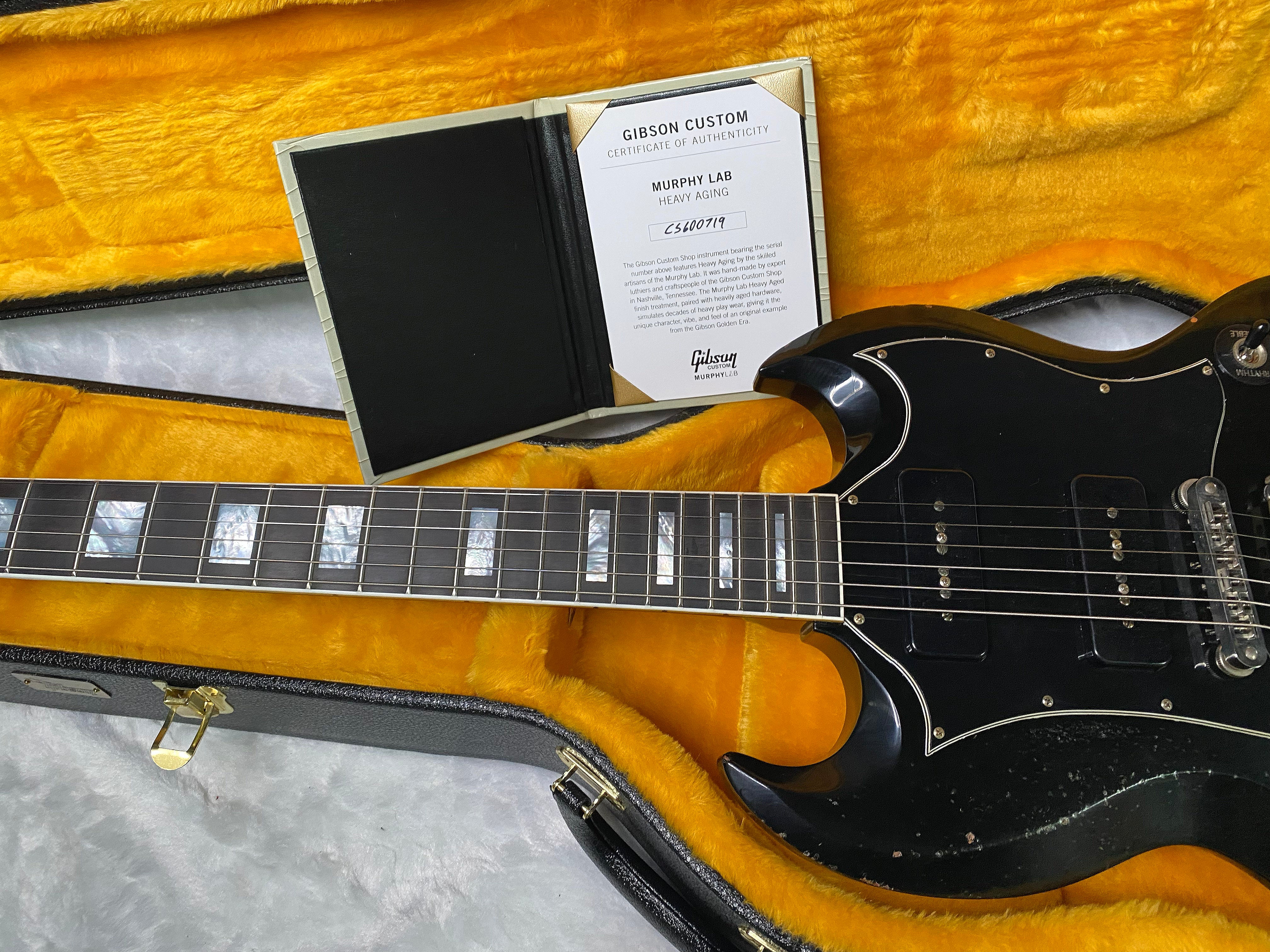 NEW! Gibson Custom Shop SG Custom Batwing P-90 - Murphy Lab Heavy Aged - Ebony Finish - Authorized Dealer - 7.65 lbs - G07239