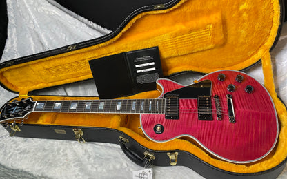 NEW! Gibson Dealer Select Custom Shop Les Paul Custom AAA Reverse Chevron Figured Top - Transparent Pink - Authorized Dealer - WOW! 8.8 lbs - G06630