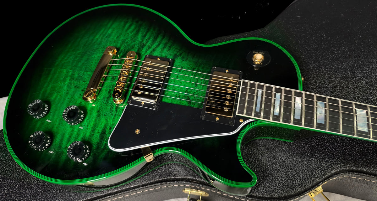 NEW! Gibson Dealer Select Custom Shop Les Paul Custom Green Widow AAA Figured Flame Top - Authorized Dealer - 9.9 lbs - G07917