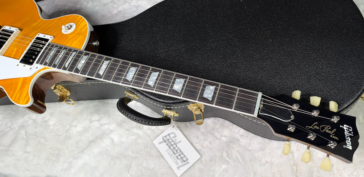 NEW! Gibson Custom Les Paul Standard Electric Guitar - Trans Amber - 9lbs - Authorized Dealer - G07915