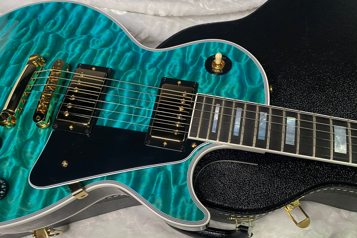 NEW! Gibson Dealer Select Custom Shop Les Paul Custom AAAAA Quilt 5AQ - Aqua Blue - Authorized Dealer - Best Quilt Top We Haver EVER SEEN!!! - G07295