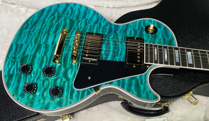 NEW! Gibson Dealer Select Custom Shop Les Paul Custom AAAAA Quilt 5AQ - Aqua Blue - Authorized Dealer - Best Quilt Top We Haver EVER SEEN!!! - G07295