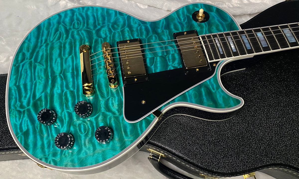 NEW! Gibson Dealer Select Custom Shop Les Paul Custom AAAAA Quilt 5AQ - Aqua Blue - Authorized Dealer - Best Quilt Top We Haver EVER SEEN!!! - G07295