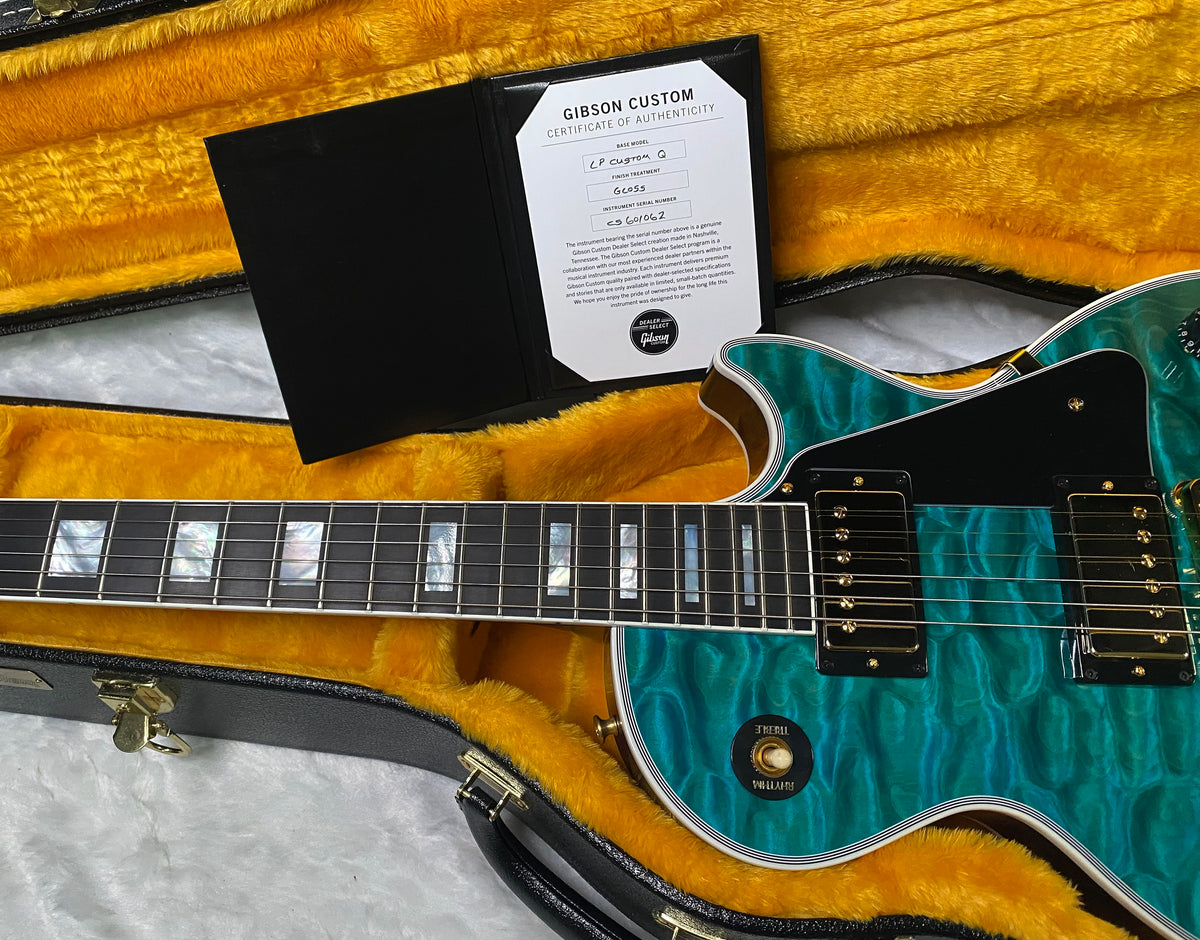 NEW! Gibson Dealer Select Custom Shop Les Paul Custom AAAAA Quilt 5AQ - Aqua Blue - Authorized Dealer - Best Quilt Top We Haver EVER SEEN!!! - G07295