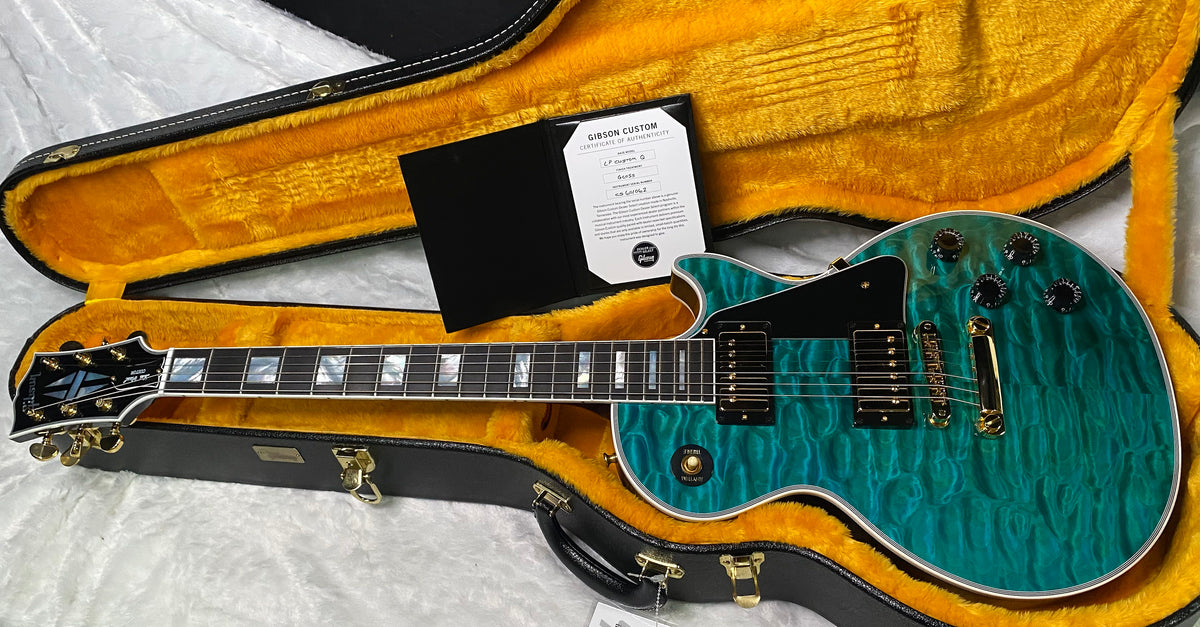 NEW! Gibson Dealer Select Custom Shop Les Paul Custom AAAAA Quilt 5AQ - Aqua Blue - Authorized Dealer - Best Quilt Top We Haver EVER SEEN!!! - G07295