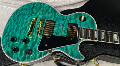 NEW! Gibson Dealer Select Custom Shop Les Paul Custom AAAAA Quilt 5AQ - Aqua Blue - Authorized Dealer - WOW! 9.6 lbs - G07305