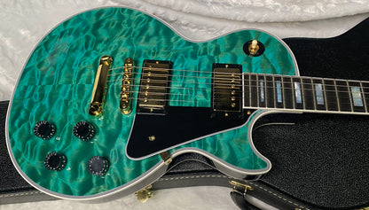 NEW! Gibson Dealer Select Custom Shop Les Paul Custom AAAAA Quilt 5AQ - Aqua Blue - Authorized Dealer - WOW! 9.6 lbs - G07305