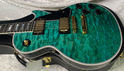 NEW! Gibson Dealer Select Custom Shop Les Paul Custom AAAAA Quilt 5AQ - Aqua Blue - Authorized Dealer - WOW! 9.6 lbs - G07305