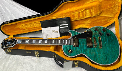 NEW! Gibson Dealer Select Custom Shop Les Paul Custom AAAAA Quilt 5AQ - Aqua Blue - Authorized Dealer - WOW! 9.6 lbs - G07305