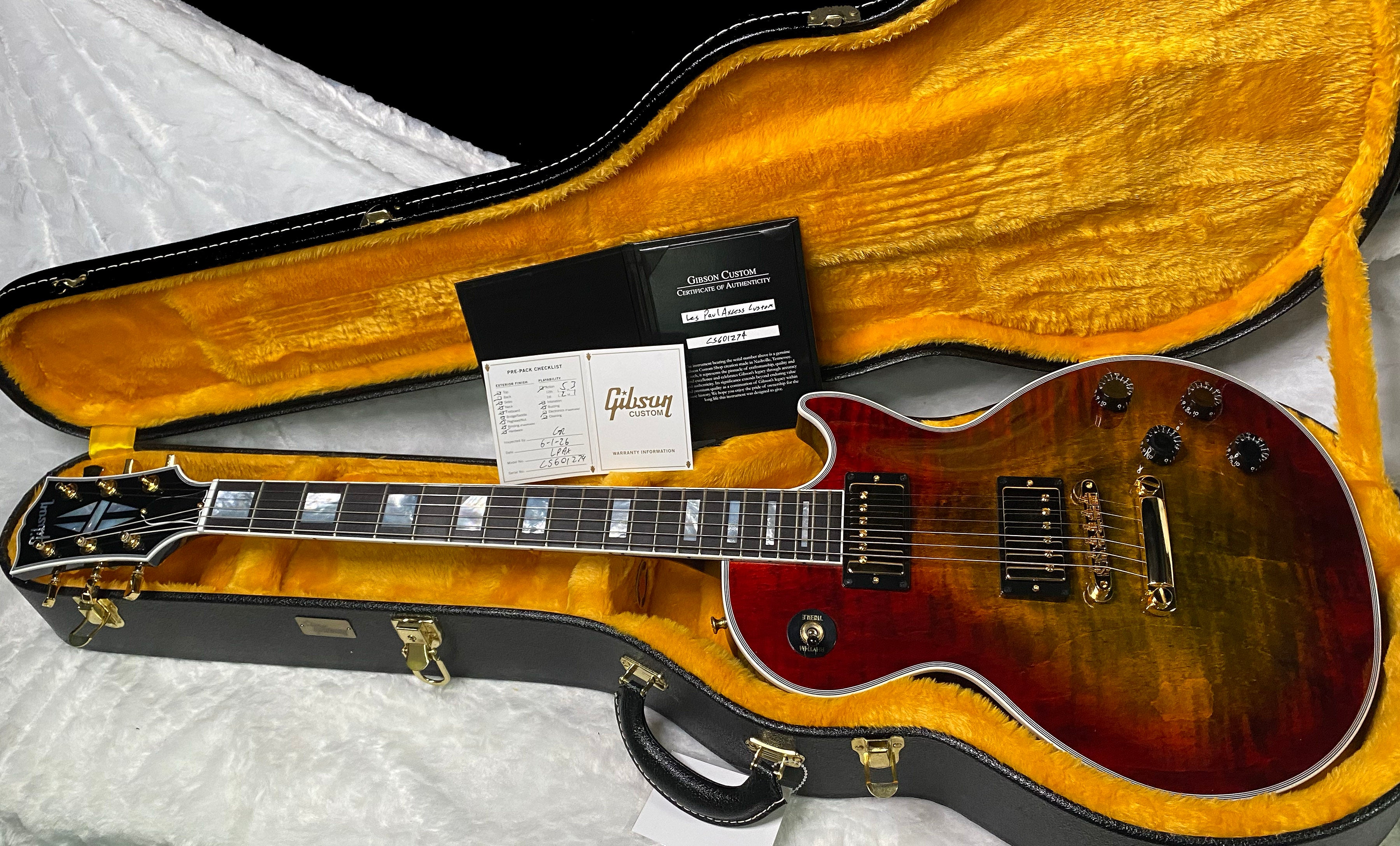 NEW! Gibson Les Paul Custom Axcess - Bengal Burst - ABSOLUTELY KILLER Flame! Only 8 lbs - Authorized Dealer - G07283