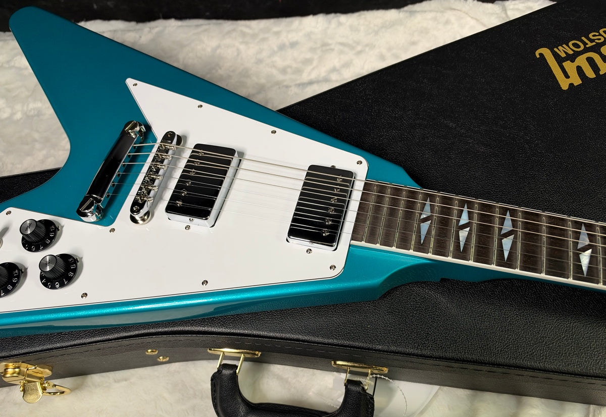 NEW Gibson Custom Limited Edition 1969 Flying V Reissue Electric Guitar - Gloss Aqua Mist - 6.5 lbs - Authorized Dealer - G07975