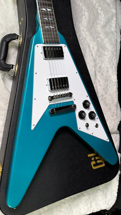 NEW Gibson Custom Limited Edition 1969 Flying V Reissue Electric Guitar - Gloss Aqua Mist - 6.5 lbs - Authorized Dealer - G07975