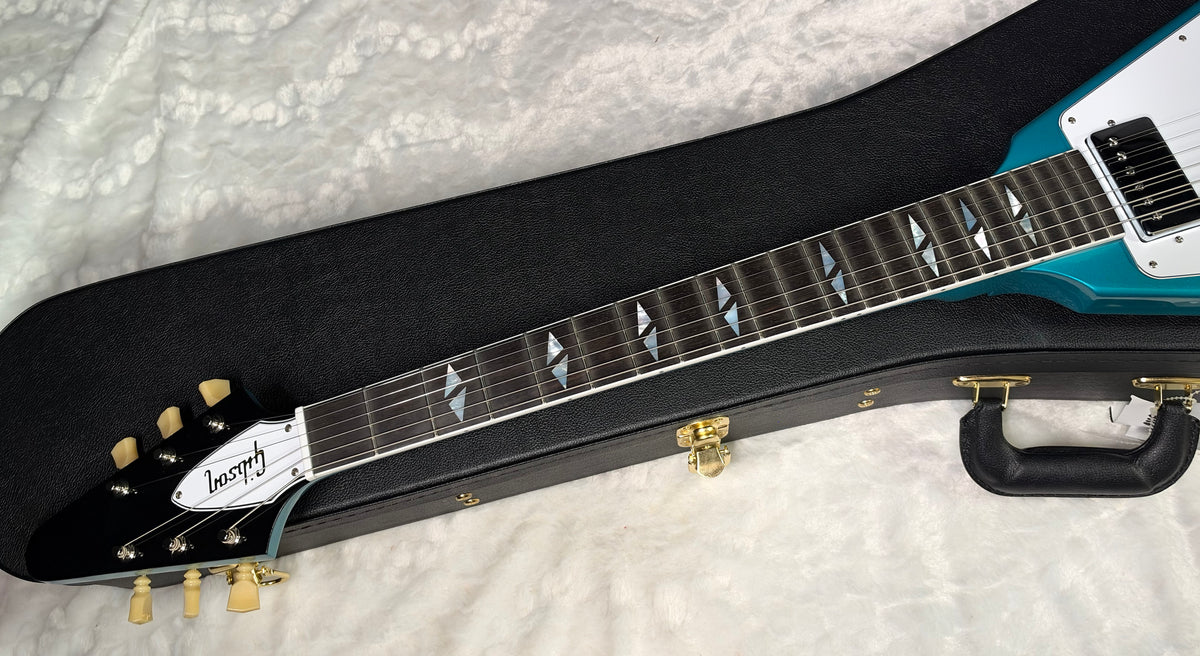 NEW Gibson Custom Limited Edition 1969 Flying V Reissue Electric Guitar - Gloss Aqua Mist - 6.5 lbs - Authorized Dealer - G07975