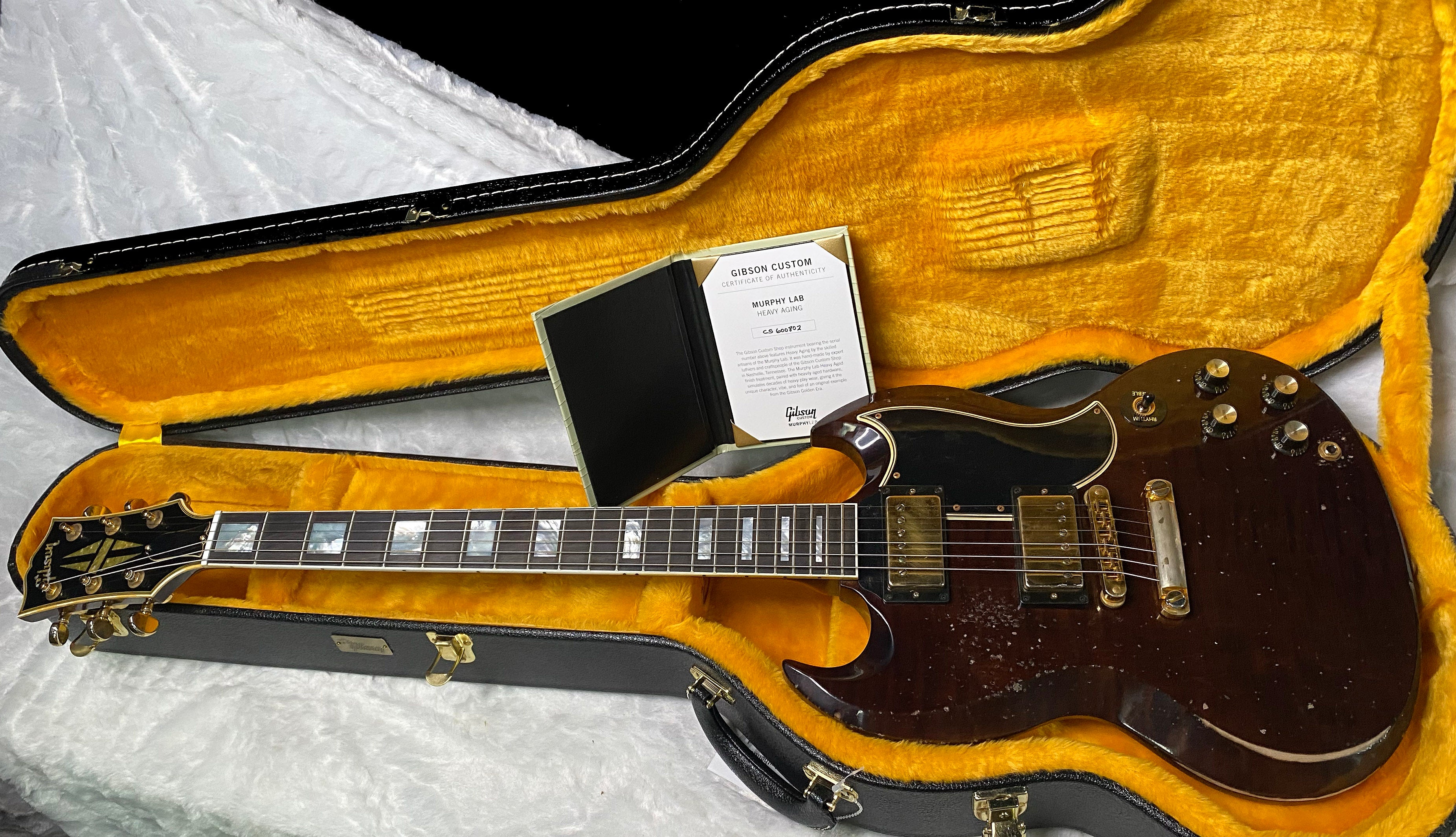 NEW! Gibson CS Custom Shop SG Custom Figured - Dark Walnut - Murphy Lab Heavy Aging - Authorized Dealer - 7.3 lbs - G07299