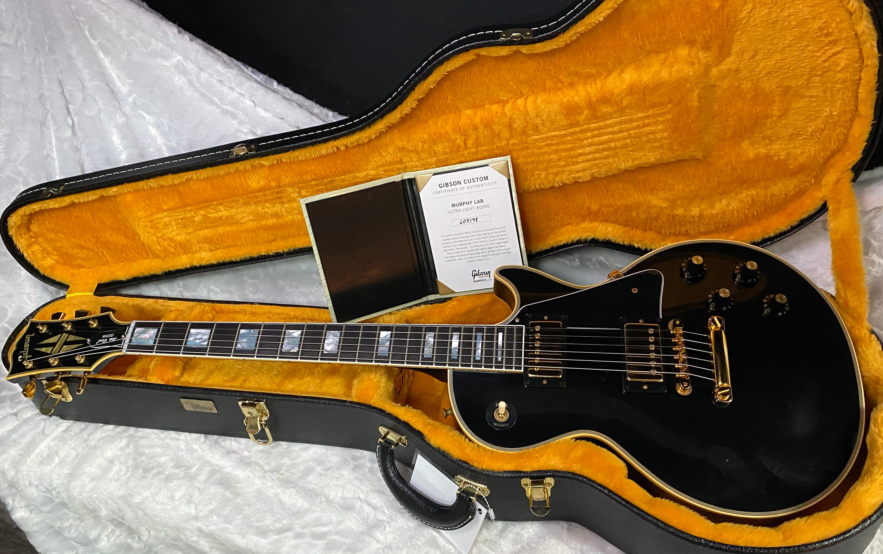 NEW! Gibson Custom Shop Murphy Lab '68 Les Paul Custom Reissue Ultra Light Aged Ebony Authorized Dealer - 9.6 lbs - G07313