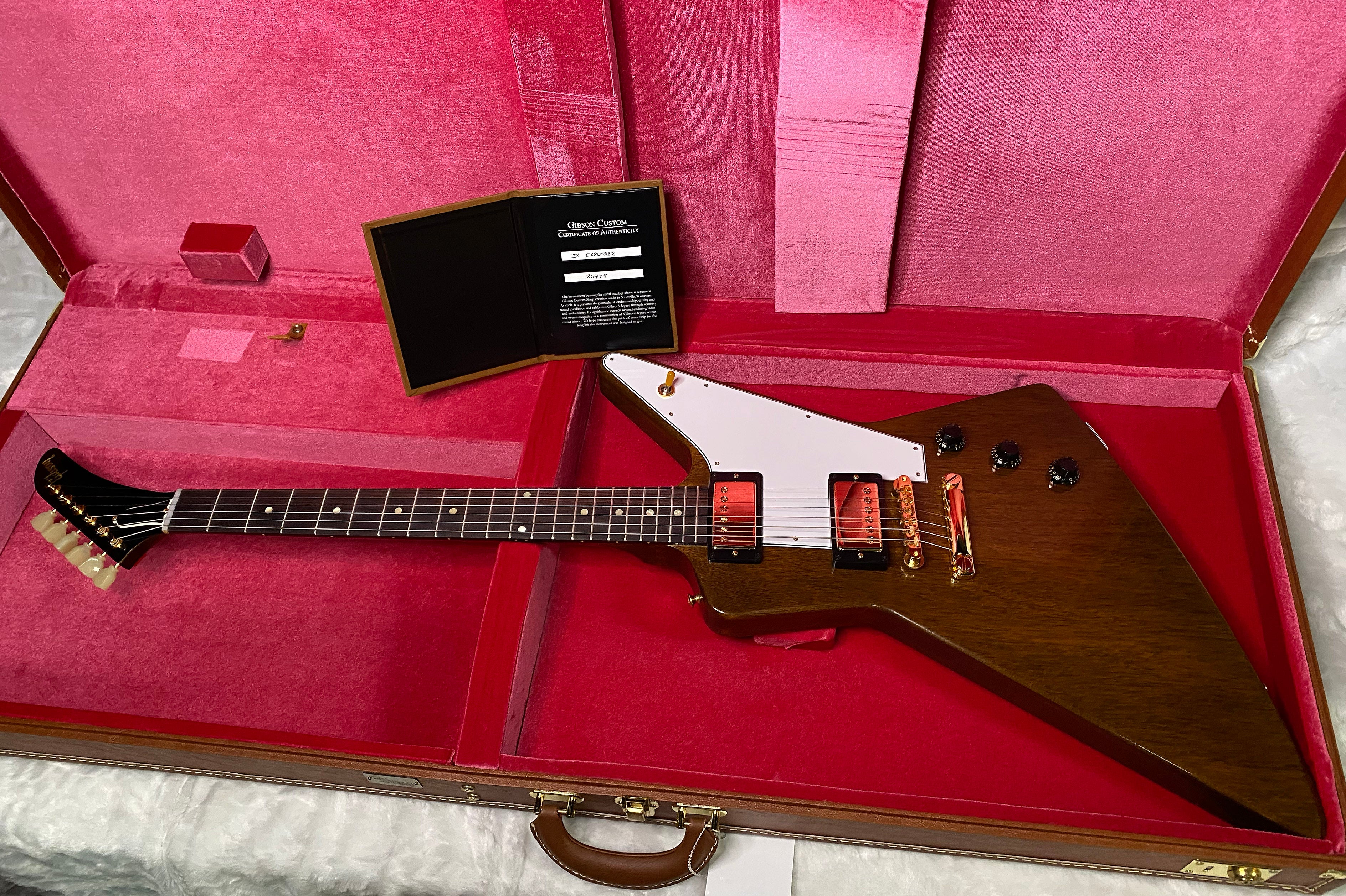 NEW! Gibson Custom 1958 Mahogany Explorer Reissue Electric Guitar - Antique Natural, VOS - Authorized Dealer - Only 7.4lbs - G07316