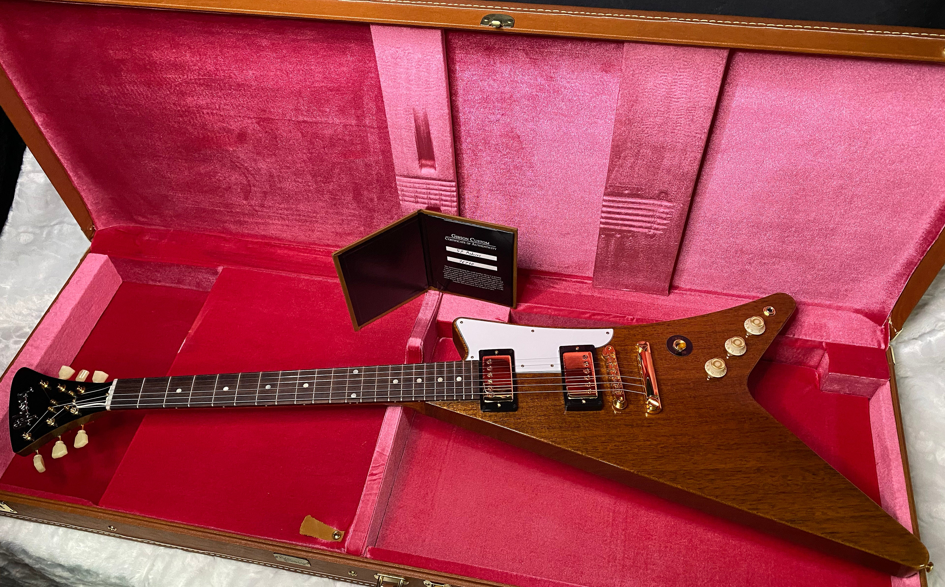 NEW! Gibson Custom 1957 Mahogany Moderne Reissue Electric Guitar - Antique Natural, VOS - 7.3lbs - G07318
