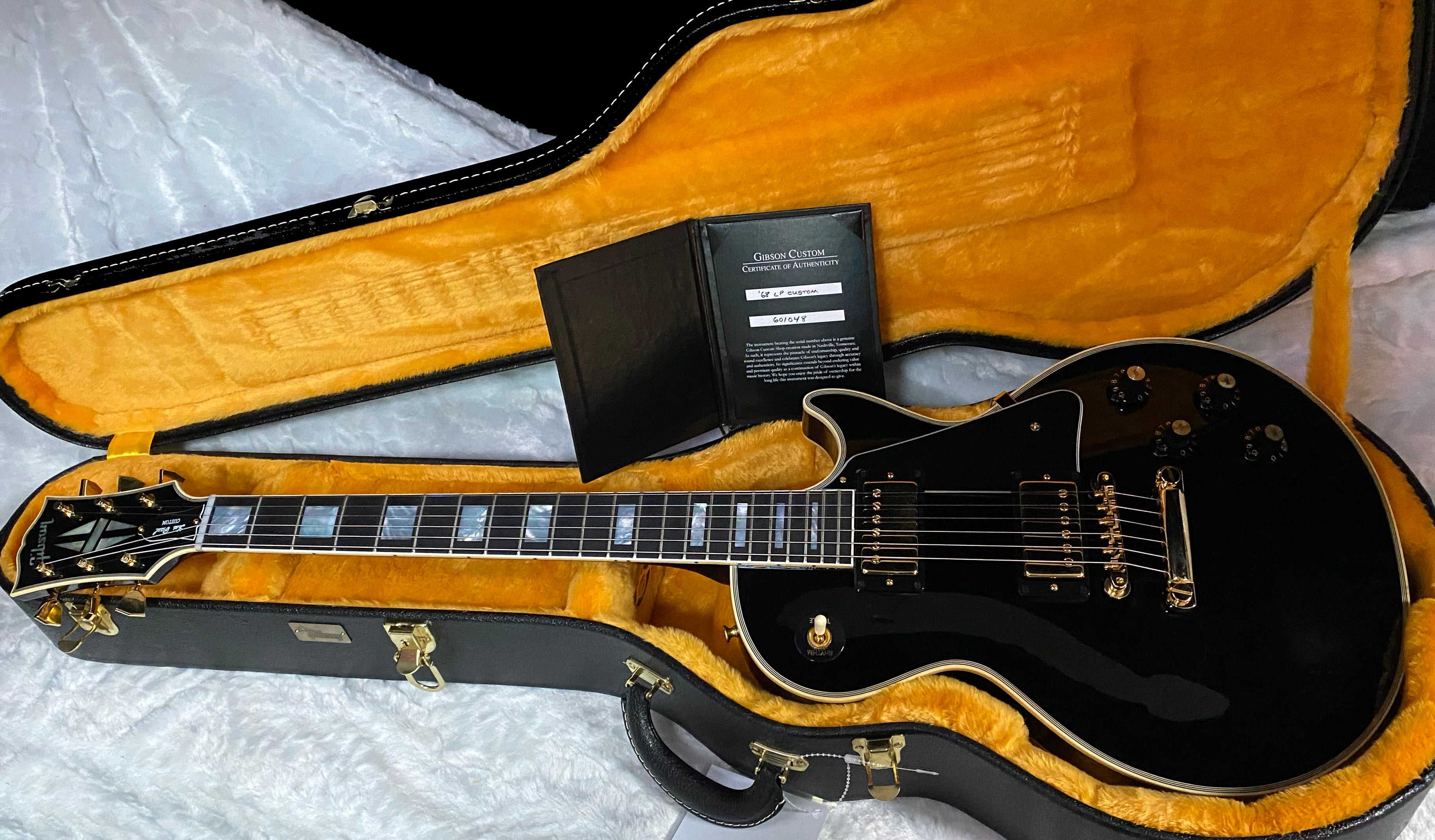 NEW! Gibson Custom Shop '68 Les Paul Custom Reissue - Gloss Ebony - Authorized Dealer - 9.2 lbs - G07303