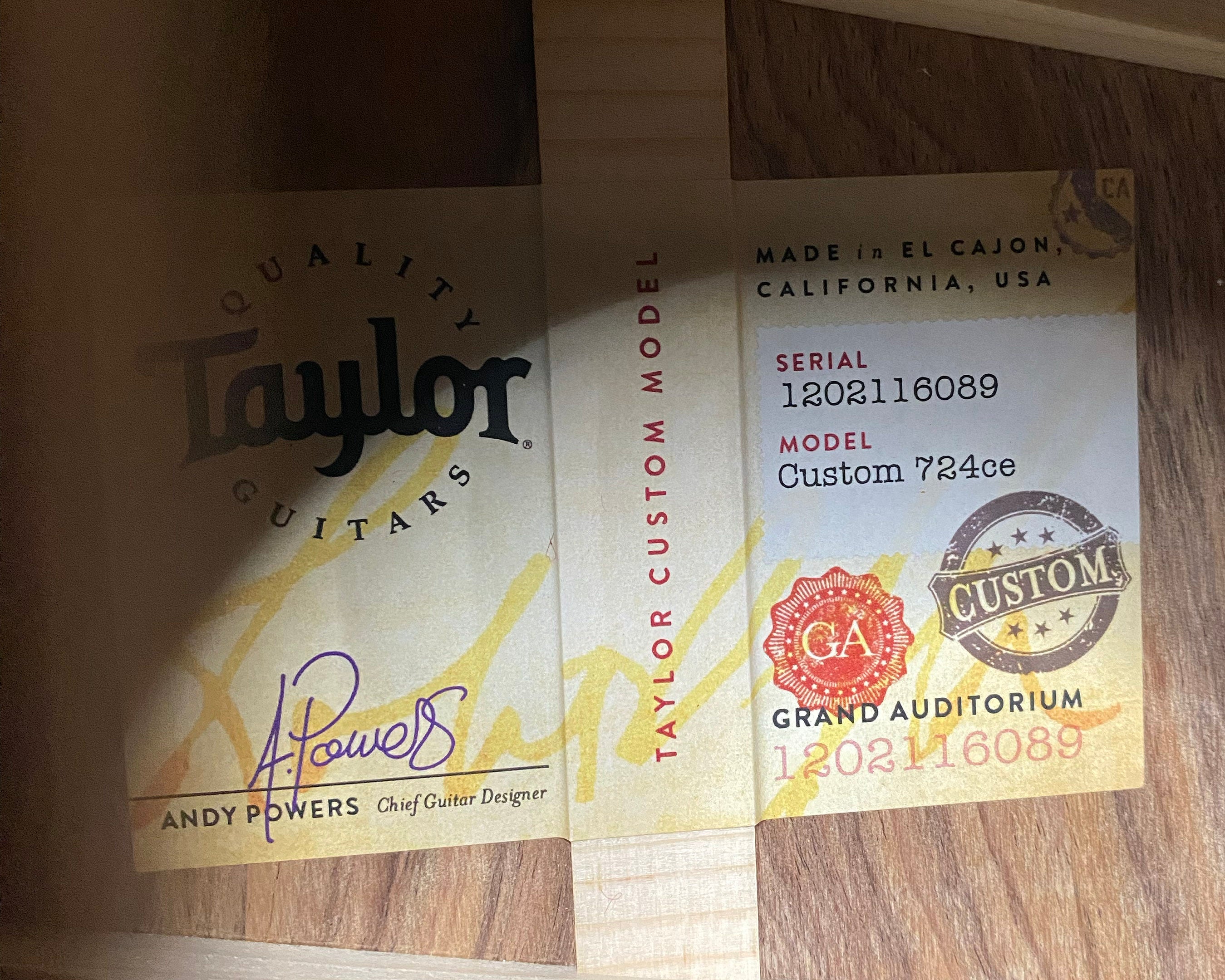 NEW! Taylor Custom 724ce Acoustic-Electric Guitar - Natural Gloss - AAAAA Hand Picked Koa - WOW! Authorized Dealer - G06695