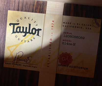 NEW ! Taylor 814ce-N Nylon Classical Acoustic-Electric Guitar - Natural Gloss - 4.2lbs - Authorized Dealer