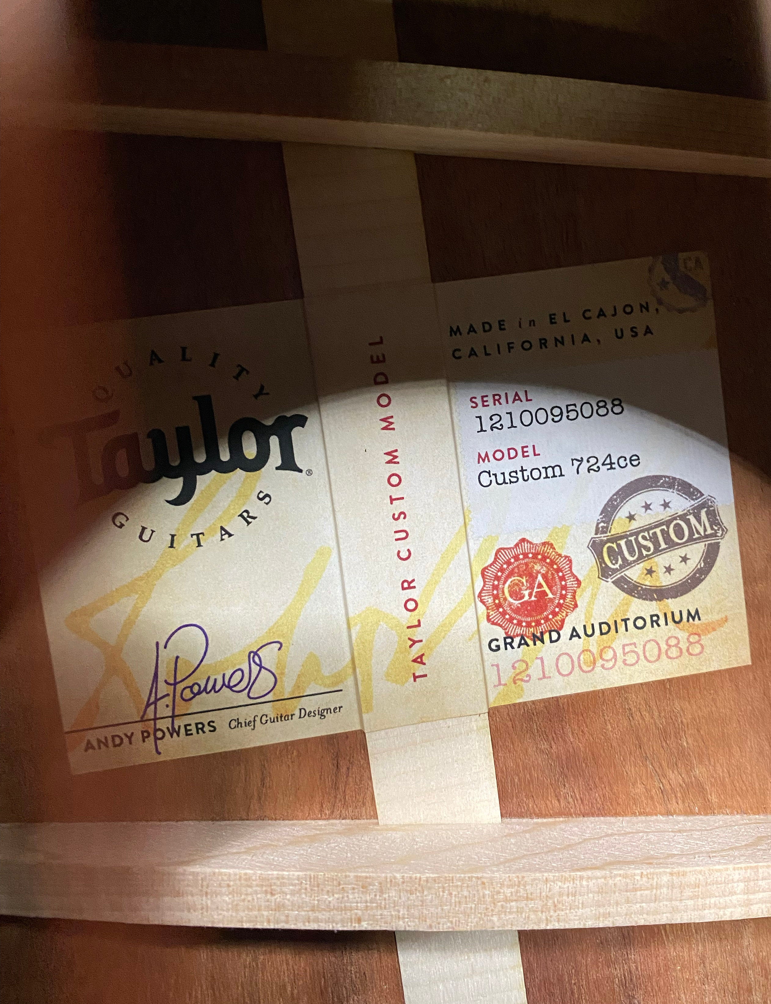 NEW! Taylor Custom 724ce Acoustic-Electric Guitar - Natural Gloss - AAAAA Hand Picked Koa - WOW! Authorized Dealer - G05892