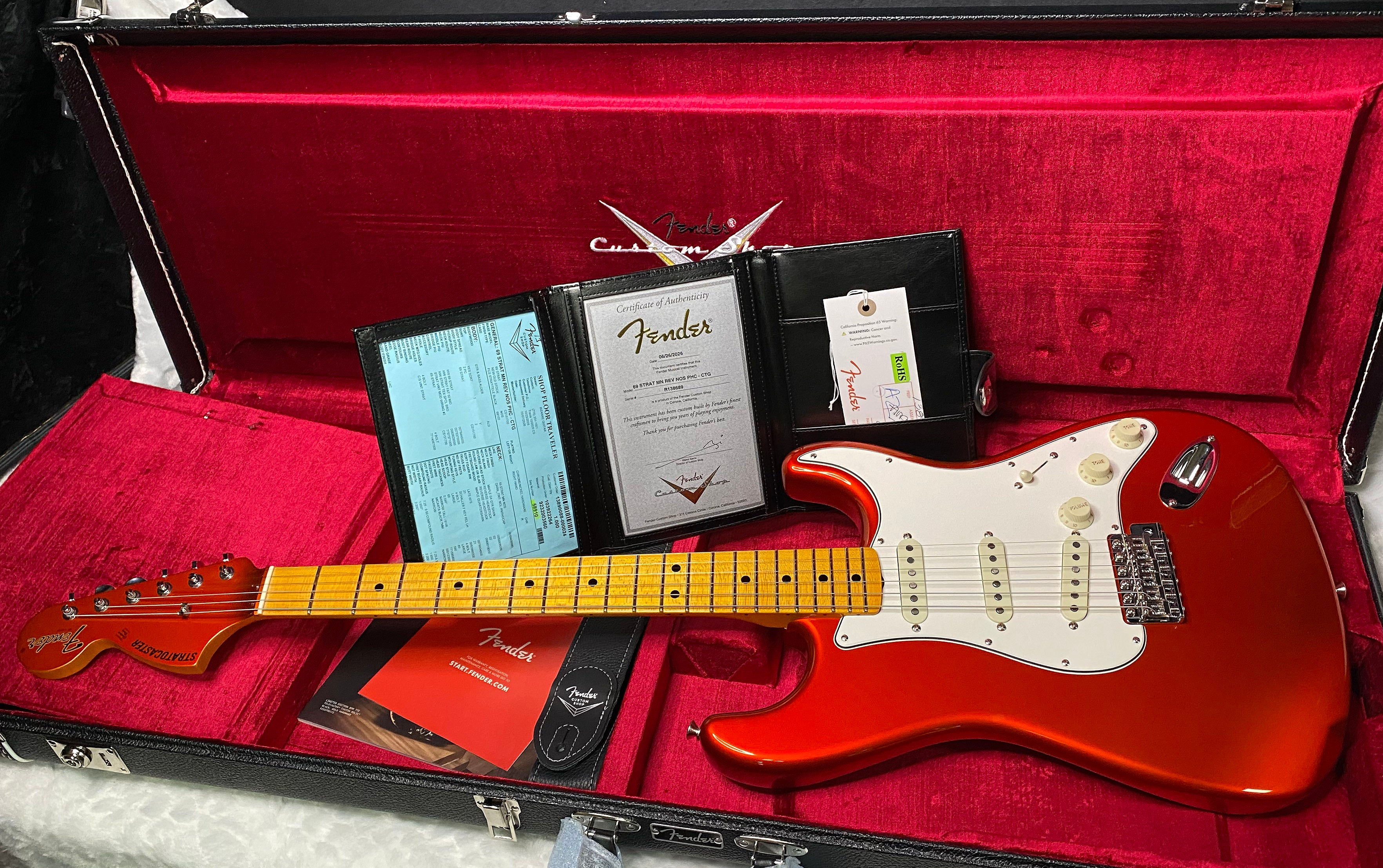 NEW! Fender Custom Shop Special Run '69 Stratocaster NOS Gloss Finish - Handwound P/U's - Candy Tangerine - Reverse Matching Headstock - 8 lbs - Authorized Dealer - One OFF! SUPRE RARE! G07375