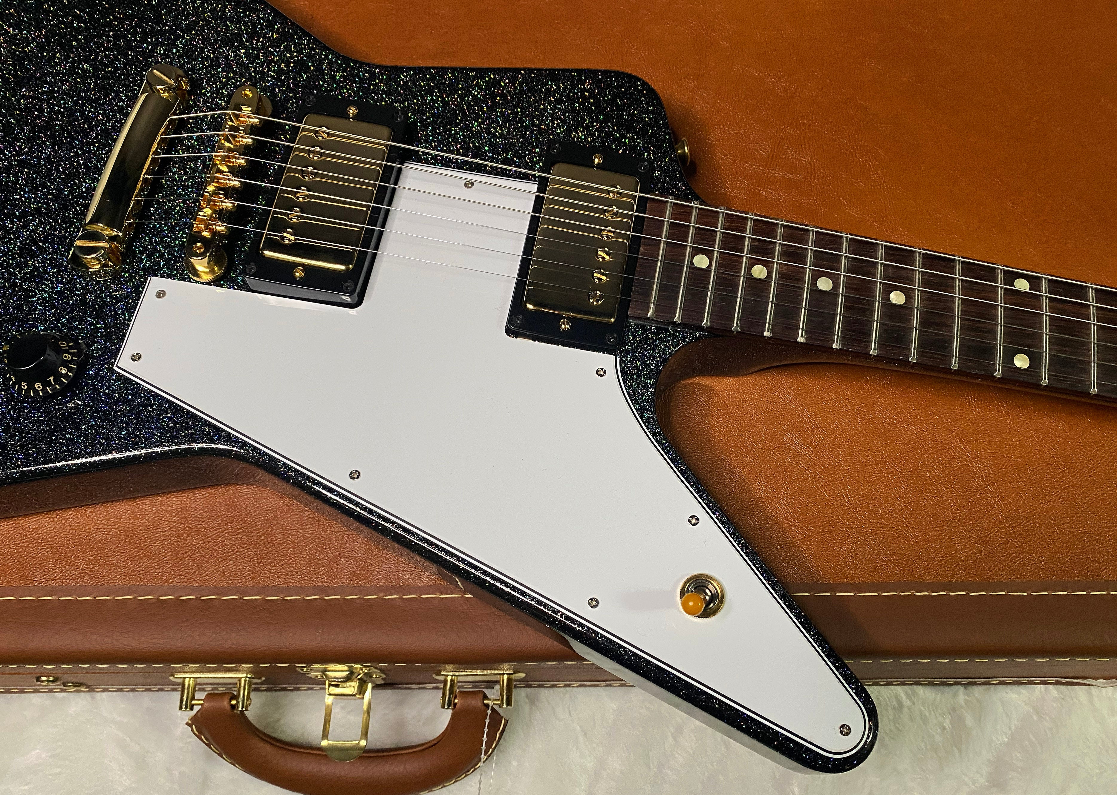 NEW! Gibson Custom 1958 Mahogany Explorer Reissue Electric Guitar - Rainbow Sparkle Gloss Finish - Authorized Dealer - 9.2lbs - G07387