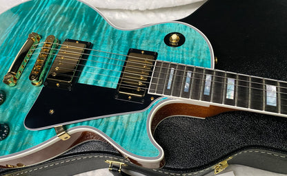 NEW! Gibson Dealer Select Custom Shop Les Paul Custom AAA Flame Top - Aqua Blue - Authorized Dealer - WOW! 8.2 lbs - G07380