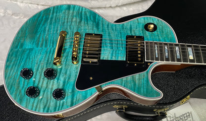 NEW! Gibson Dealer Select Custom Shop Les Paul Custom AAA Flame Top - Aqua Blue - Authorized Dealer - WOW! 8.2 lbs - G07380