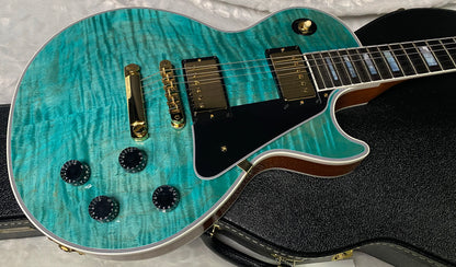 NEW! Gibson Dealer Select Custom Shop Les Paul Custom AAA Flame Top - Aqua Blue - Authorized Dealer - WOW! 8.2 lbs - G07380